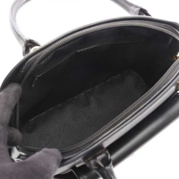 Celine Handbag Circle Logo Black Leather B - Picture 3 of 9